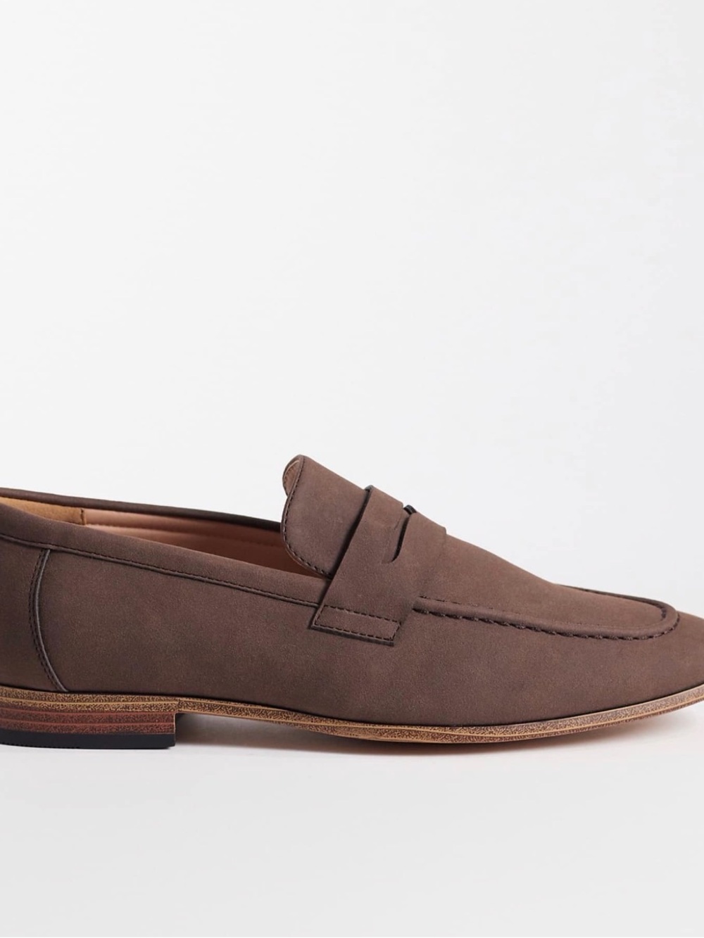 men’s ASOS Brown Suede Penny Loafers